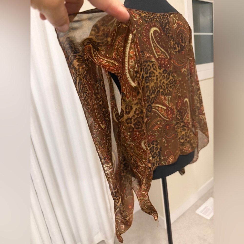 Women’s Brown Paisley & Leopard Print Blouse - Picture 3 of 5